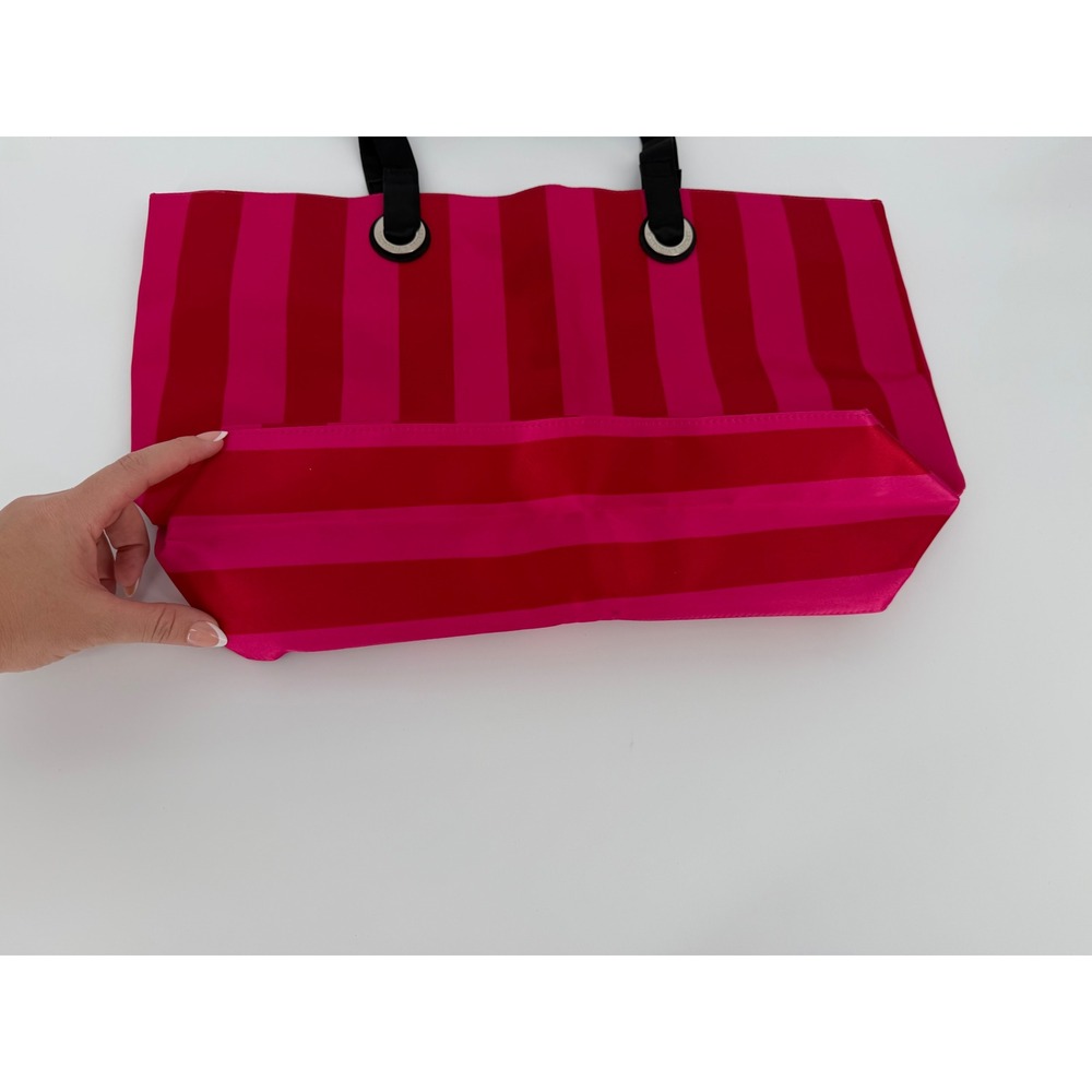 NWT Victorias Secret Pink Red Stripe Rhinestone Logo Tote Bag Y2K inspired - Picture 5 of 13
